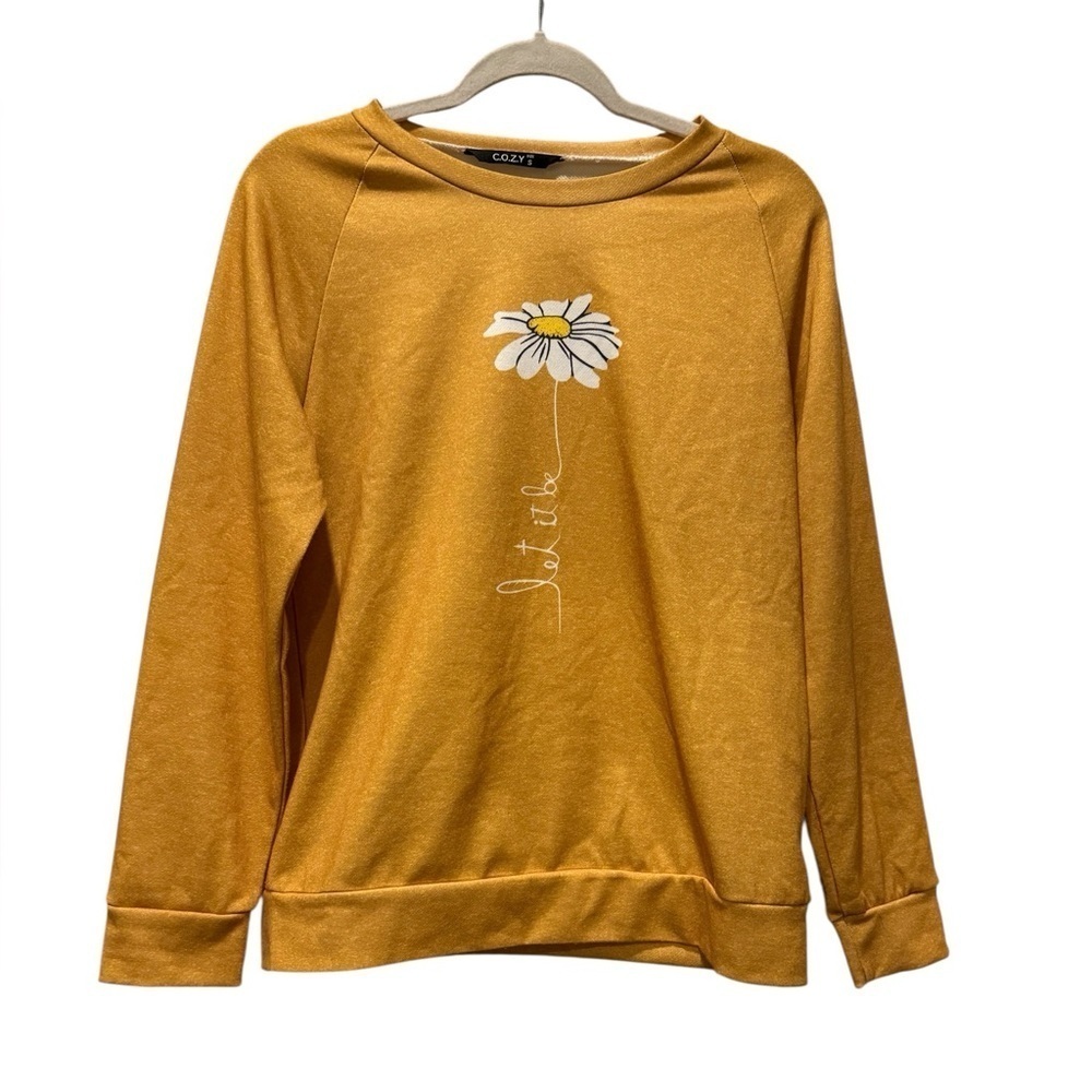 COZY yellow daisy sweatshirt S cottagecore crewneck floral